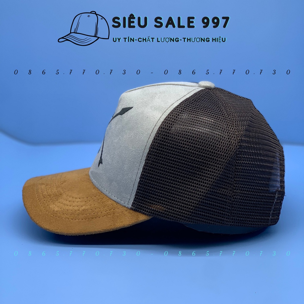 NÓN KẾT PHỐI LƯỚI 2 MŨI TÊN CHẤT DA LỘN CAO CẤP, MŨ LƯỠI TRAI NAM NỮ THÒI TRANG