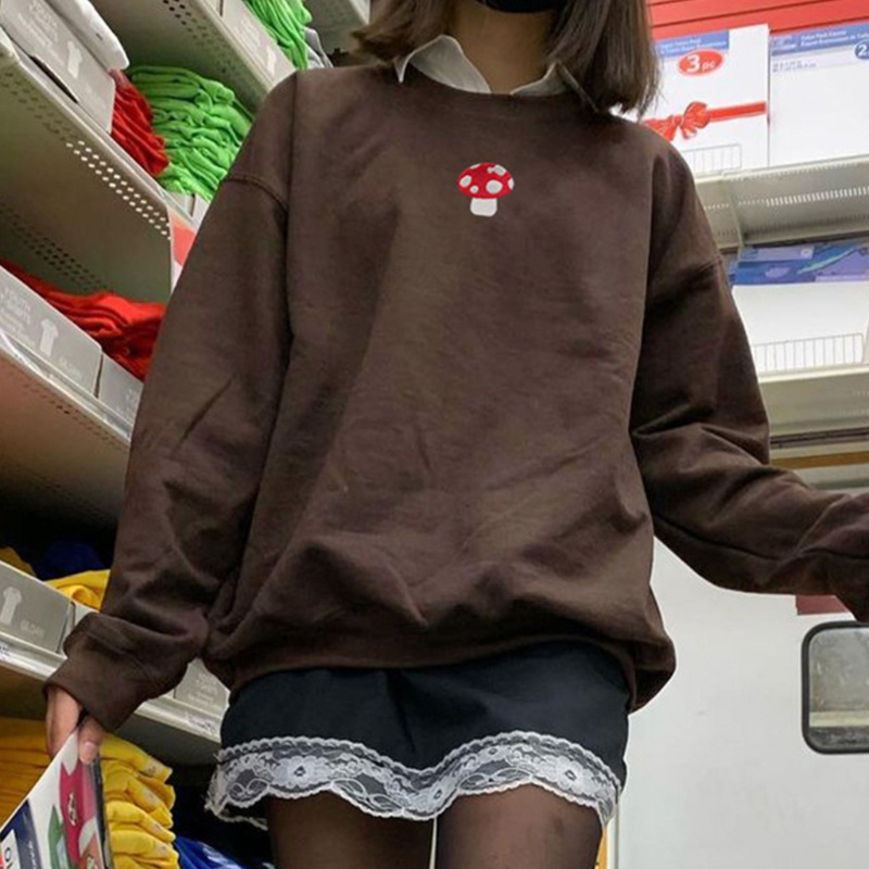 Áo Sweater Tay Dài Cổ Tròn In Họa Tiết Hoa Hướng Dương Phong Cách Harajuku Thời Trang Mùa Thu Cho Nữ