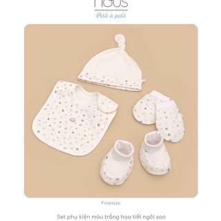 Phụ kiện cho bé 05 món Nous, set tất, bao tay, yếm, nón cho bé sơ sinh