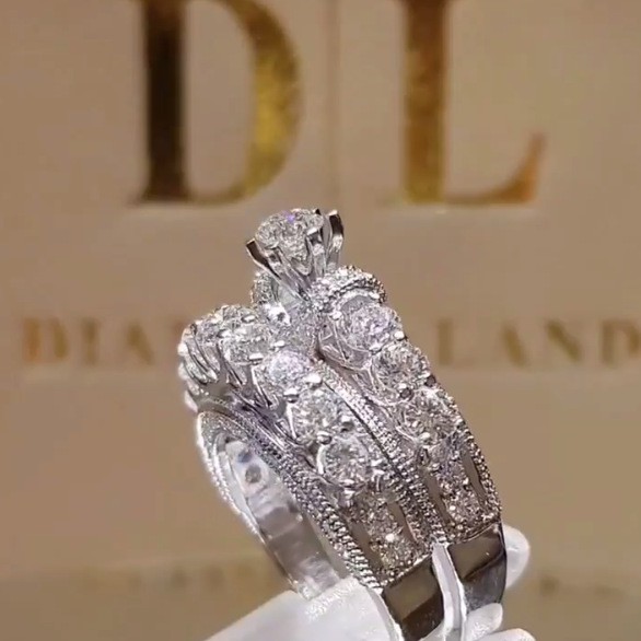 Nhẫn cưới hợp kim đính đá zircon cho cặp đôi