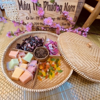 Khay Đựng Bánh Kẹo Mứt Tết Đan Tre Thủ Công Đơn Giản Truyền Thống Chất Lượng Cao