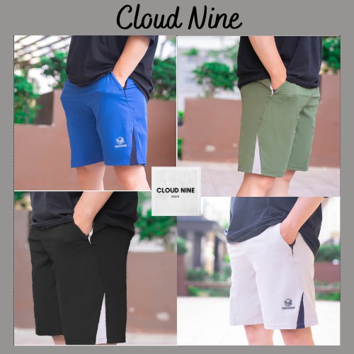 Quần đùi, quần short nam Cloudnine Store chất dù gió co dãn form rộng phối họa tiết nam tính phong cách thể thao
