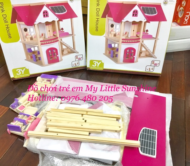 Nhà búp bê Barbie 2 tầng bằng gỗ cỡ lớn cho Bé [ có nội thất]