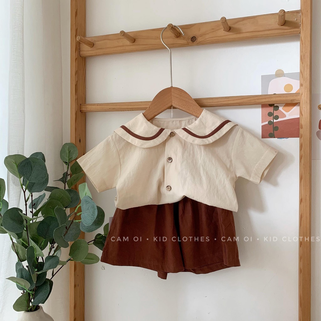Set áo thủy thủ + quần nâu