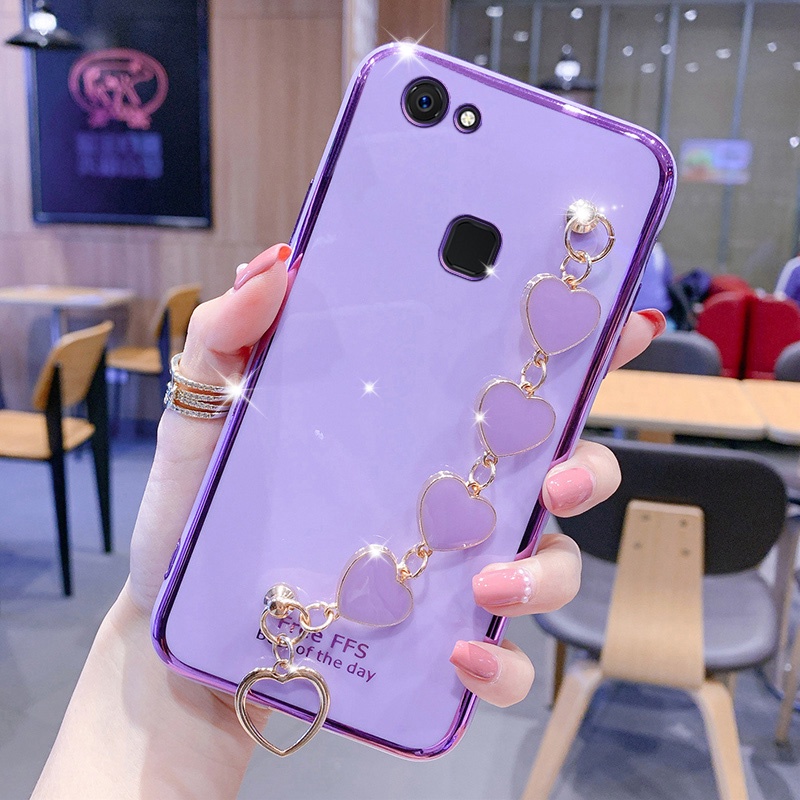 Ốp Điện Thoại Silicon Mềm Gắn Dây Đeo Hình Trái Tim Cho OPPO F5 F7 F9 F11 F11 Pro F15