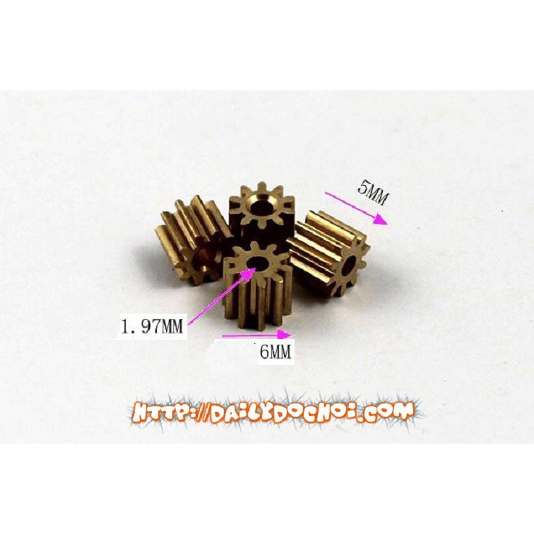 Xuongpin.vn Bánh răng đồng 10 răng đường kính trong vừa với trục động cơ 2mm Hàng mới 100%
