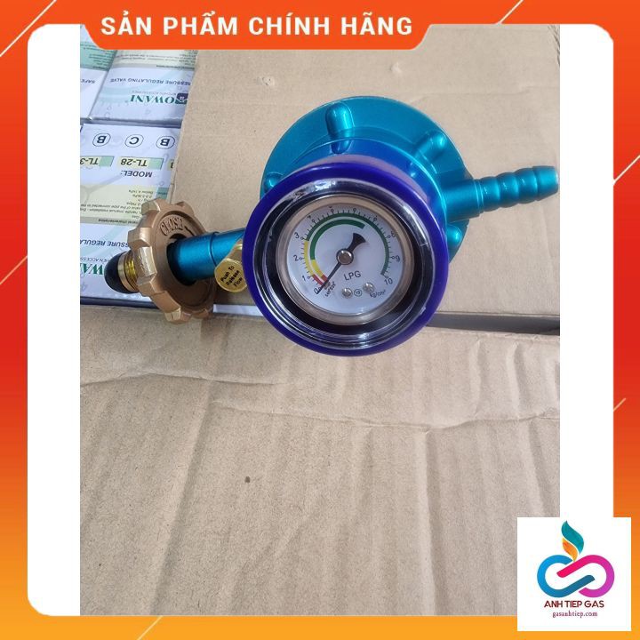 Van điều áp gas đồng hồ đo lượng gas trong bình owani+giây bọc inox chống cháy