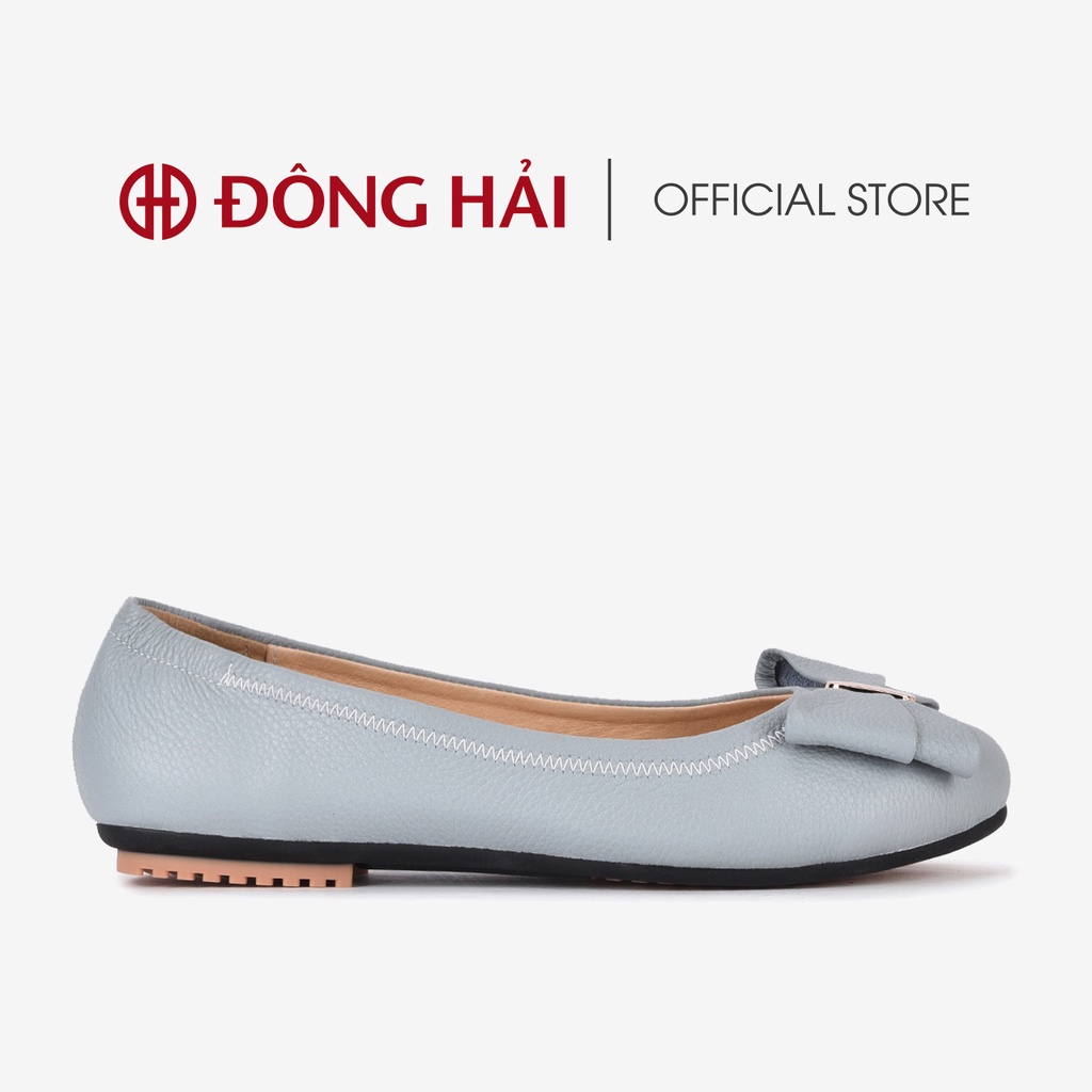 Giày búp bê nữ Đông Hải da bò cao cấp mũi đính nơ trẻ trung- G5709