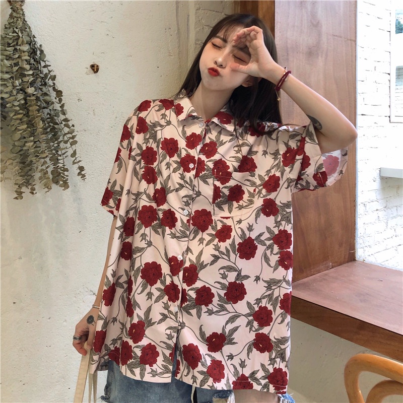 NRVP Áo Sơ Mi Dáng Rộng Thời Trang Hàn Quốc Cá Tính Cho Nữ