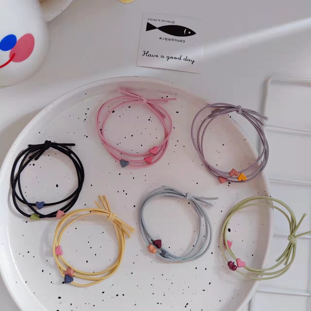 DÂY CỘT TÓC TRÁI TIM NHIỀU MÀU SẮC NHỎ XINH PHONG CÁCH HÀN QUỐC