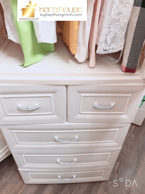 Tủ nhựa giả gỗ cao cấp nhập khẩu. Tủ 7 ngăn coa treo đồ, coa bánh xe, coa tay cầm. Hàng loại 1. Bảo hành 2 năm.