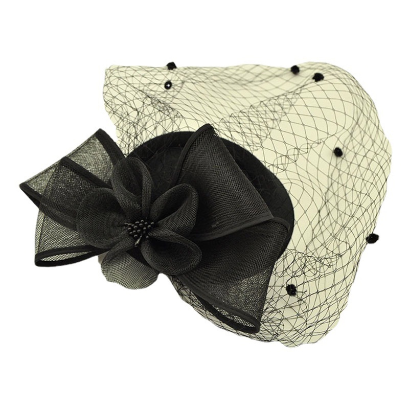 Flgo Kẹp Tóc Hình Nơ Lưới Phong Cách Retro Mới Lạ Kèm Mạng Che Mặt Dành Cho Lễ Hội Cài Tóc