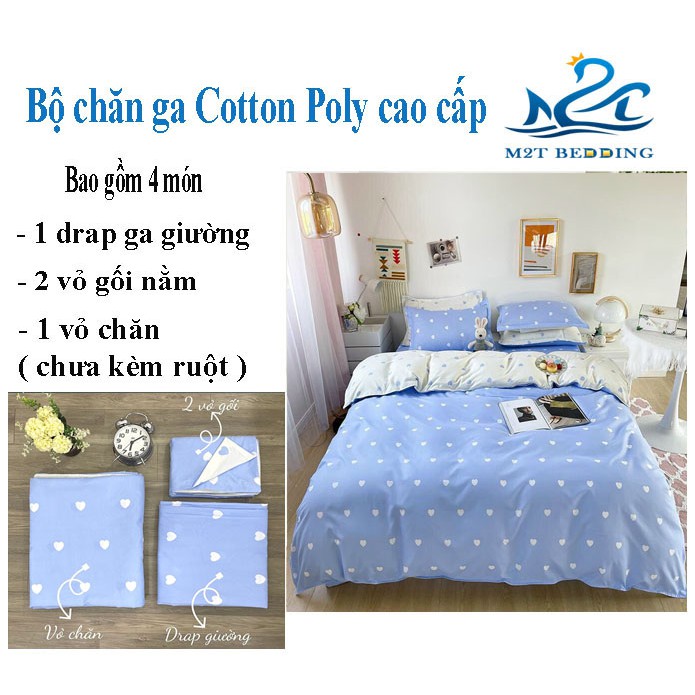 Bộ chăn ga gối Màu Pastel M2T bedding drap cotton poly Hàn Quốc mùa tình yêu đủ size