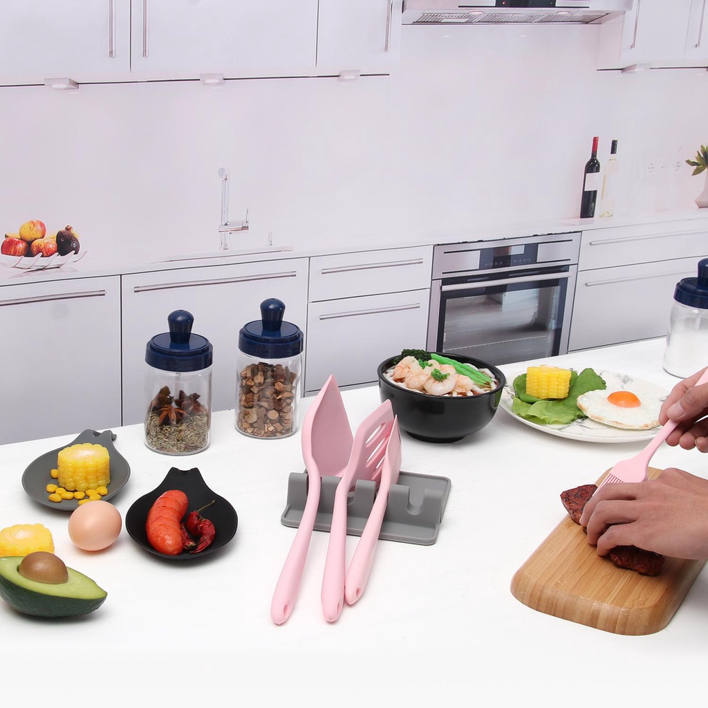 KRNY Giá Đỡ Dụng Cụ Nấu Ăn Bằng Silicone Nhiều Ngăn Tiện Lợi Dành Cho Nhà Bếp