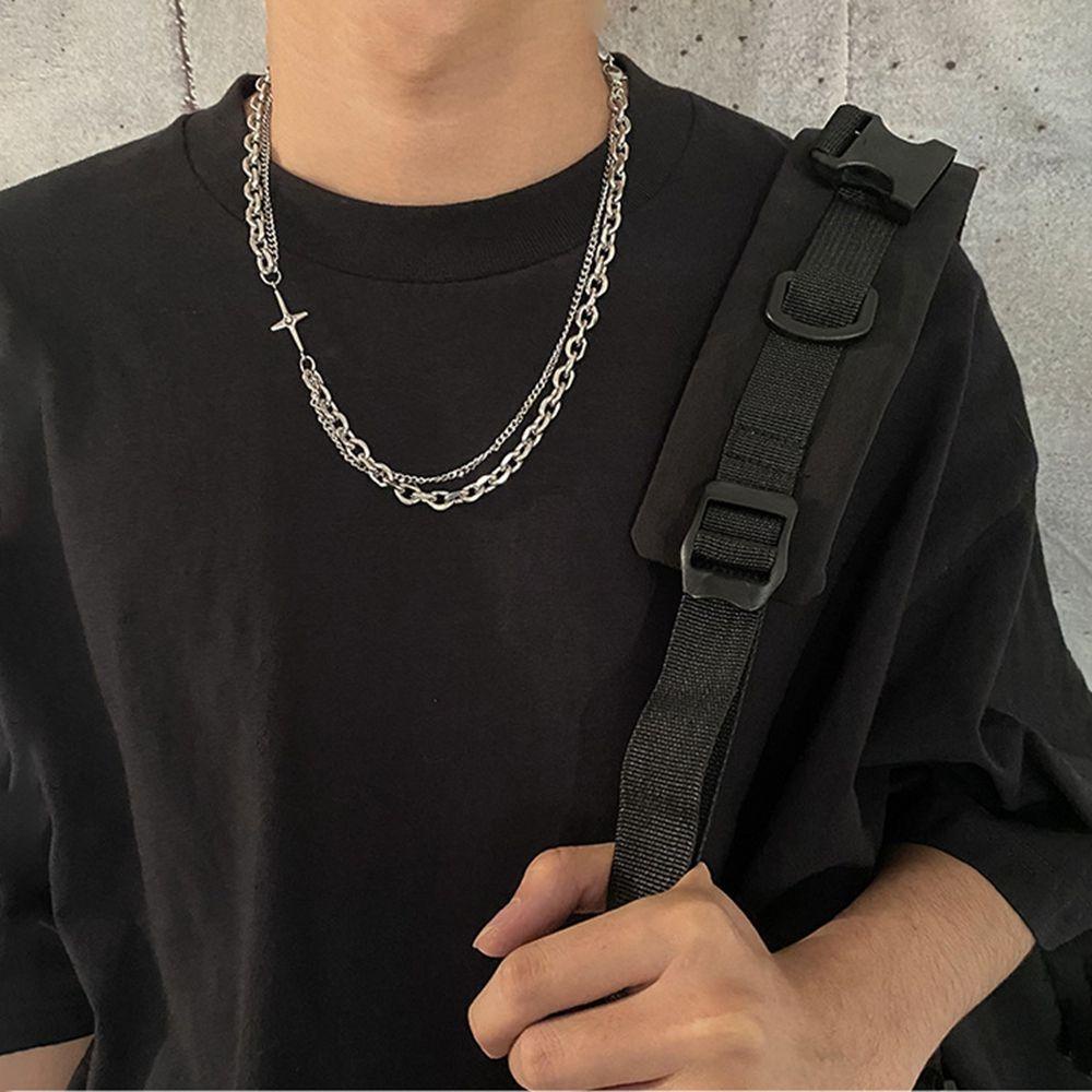 Vòng cổ Thép Titan Dày Hai Lớp Phong Cách Hip Hop Hàn Quốc Đơn Giản Thời Trang Cho Nam Và Nữ