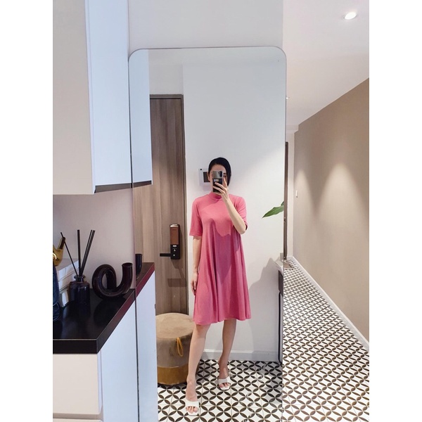 Đầm cổ cao thun gân dáng xoè AfterBefore