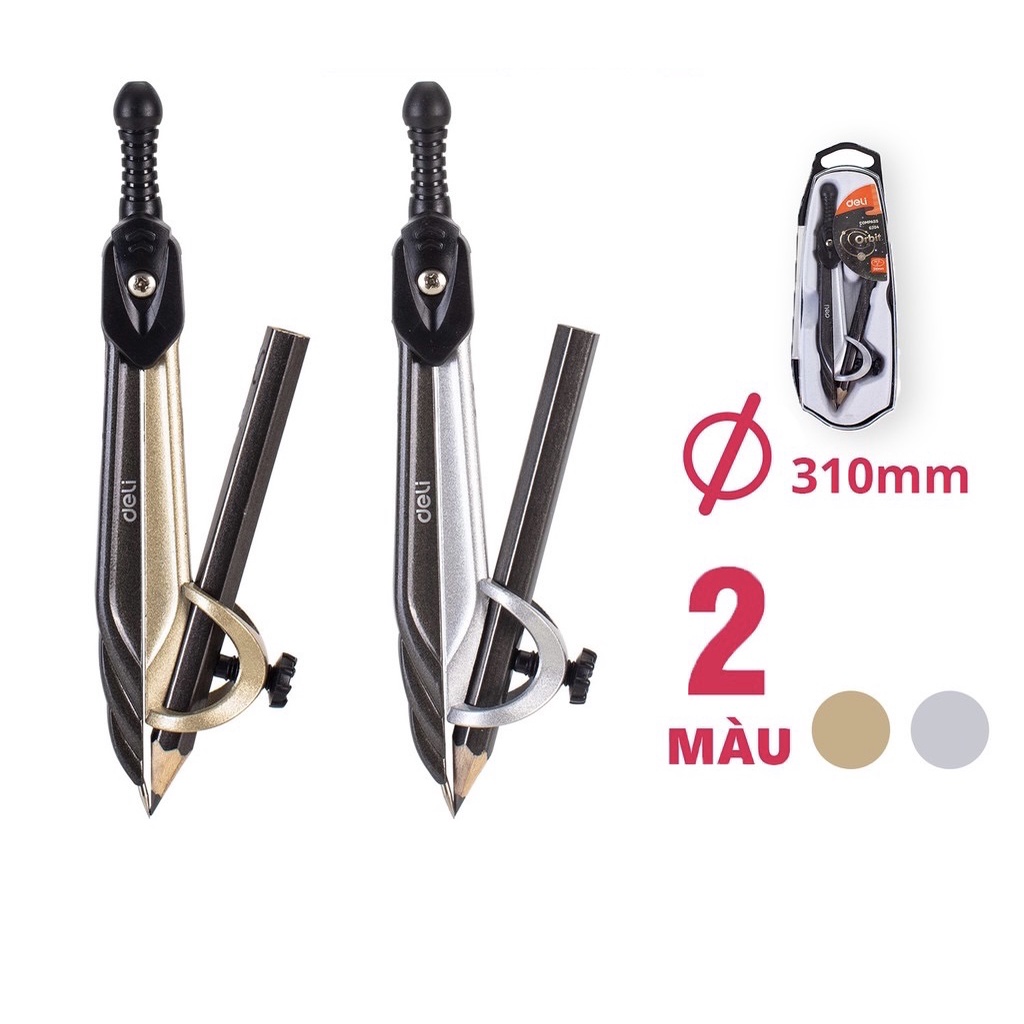 Compa sử dụng bút chì gỗ loại tốt - Compass Deli G024