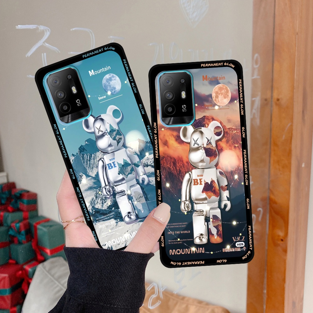 Ốp Oppo A95 5G in hình họa tiết Mountain, Be@rbrick dễ thương (T13 - T18)