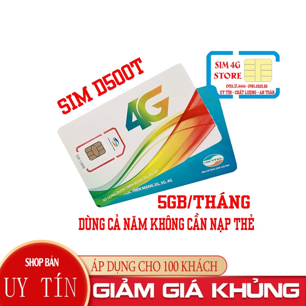 [SIM CHẤT]Sim 4G Viettel D500t Vào Mạng Cả Năm Không Cần Nạp Thẻ