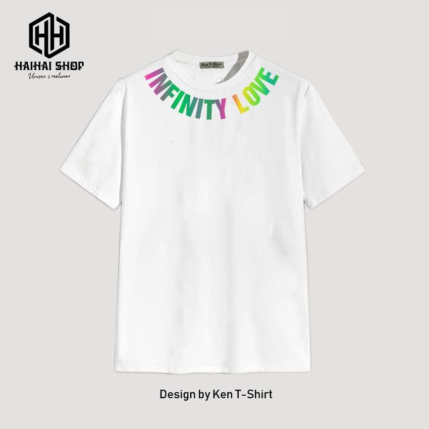 Áo Thun Phản Quang In Hình Infinity Love, Vải Cotton 75% Co Giãn, Phom Rộng Unisex Cho Nam và Nữ.