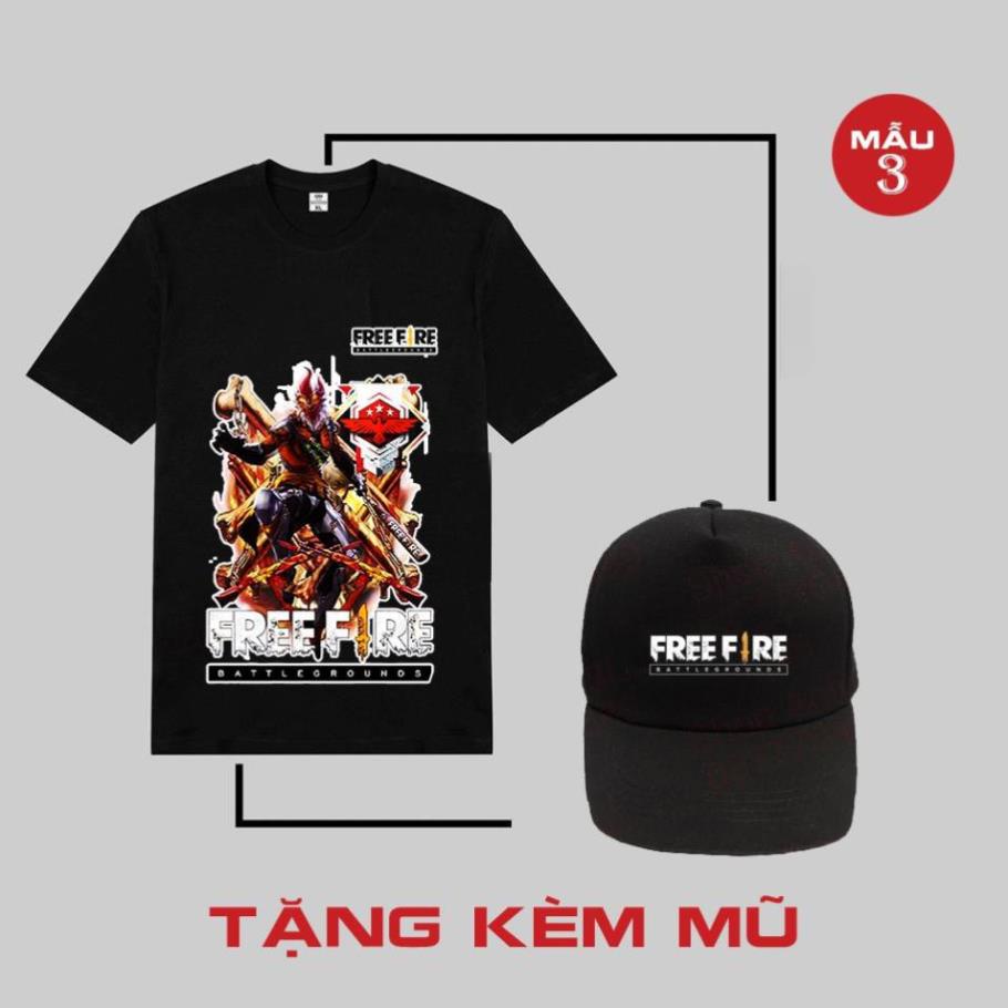 HÓT-  BST Áo FREE FIRE mẫu HOT nhất⚡️TẶNG KÈM MŨ FF⚡Áo thun game in hình Free Fire cực chất / có size cho trẻ em