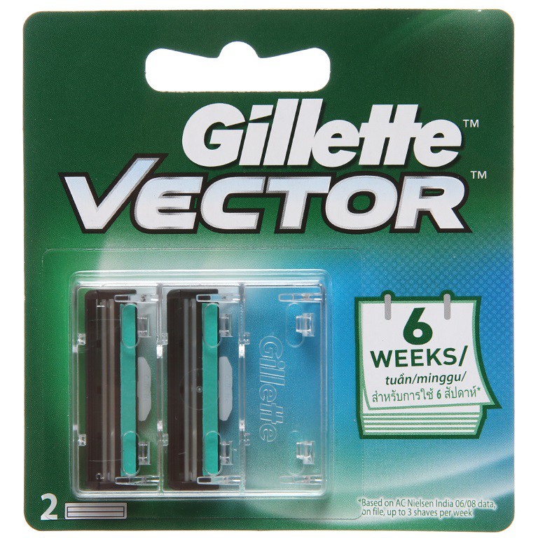 Combo 12 Vỉ 2 Đầu dao cạo râu lưỡi kép Gillette Vector Plus Razor 1Up