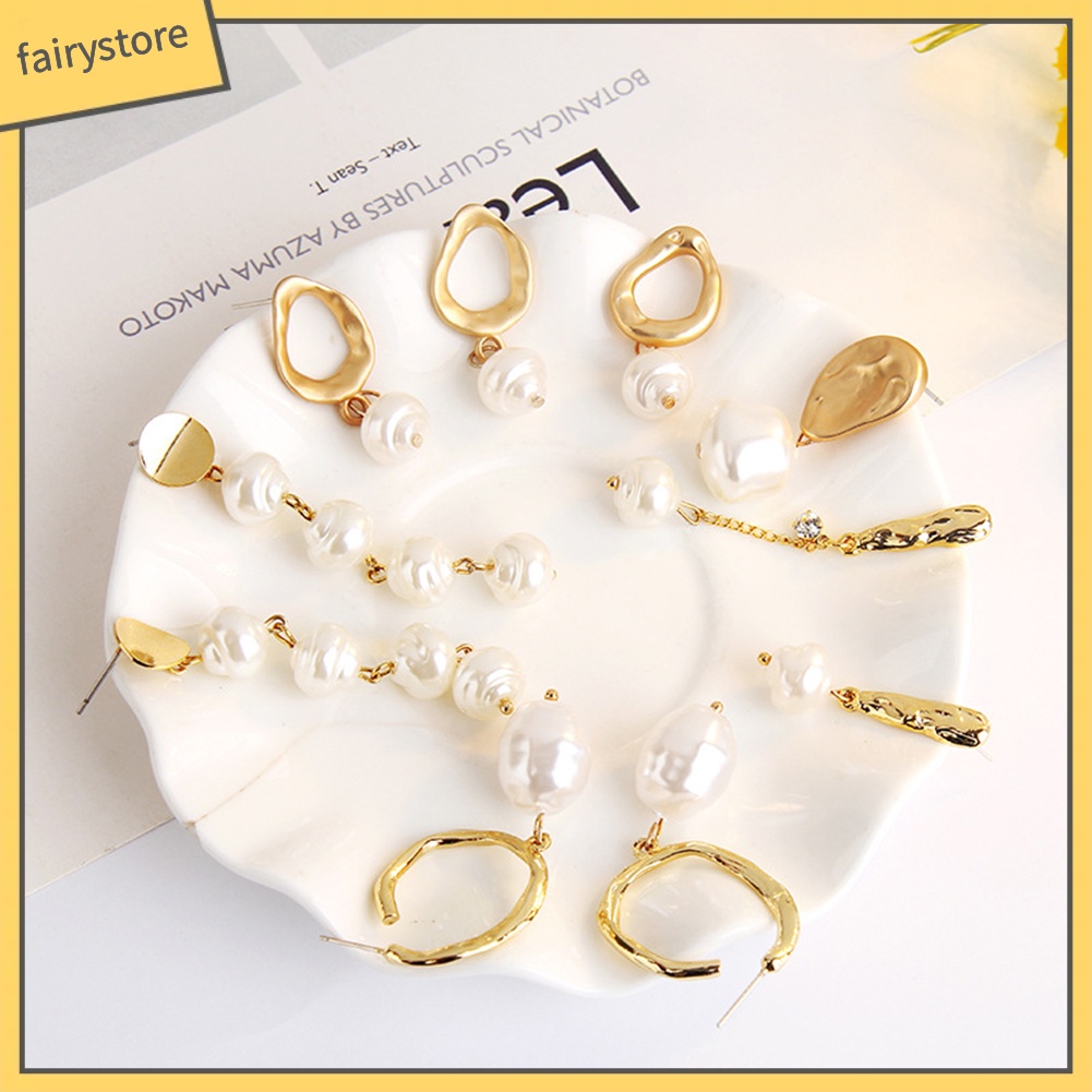 Khuyên Tai Dáng Dài Đính Ngọc Trai Nhân Tạo Thời Trang