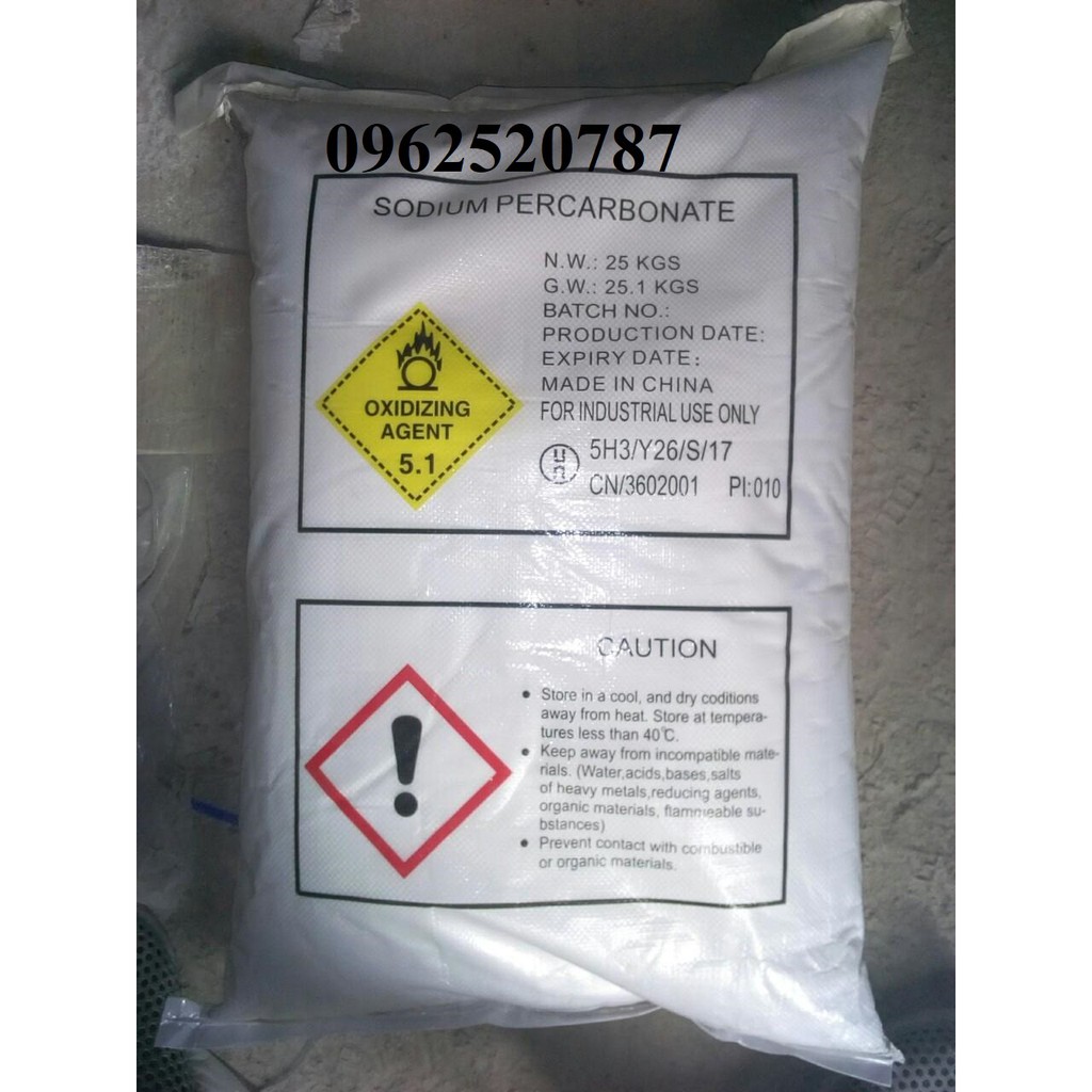 Oxy bột – oxy viên Sodium percarbonate dùng trong nuôi trồng thuỷ sản Xuất xứ: Trung Quốc / Hàn Quốc 25kg/bao