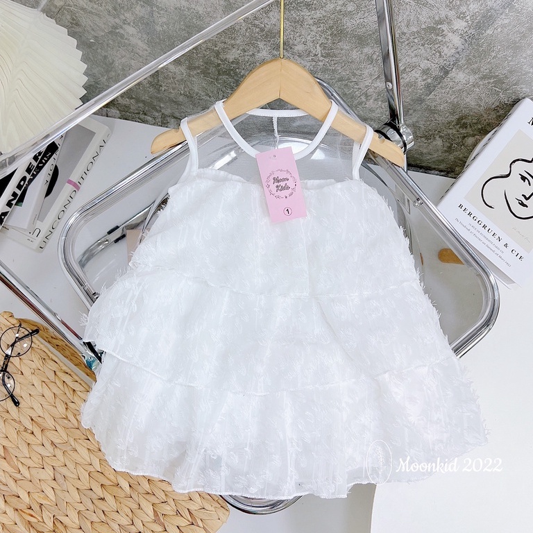 Váy cho bé gái ren trắng 3 tầng cao cấp siêu xinh từ 8-20kg