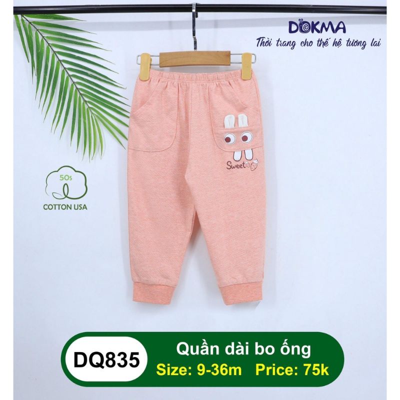 Quần dài bo ống Dokma vải cotton mỏng cho bé yêu