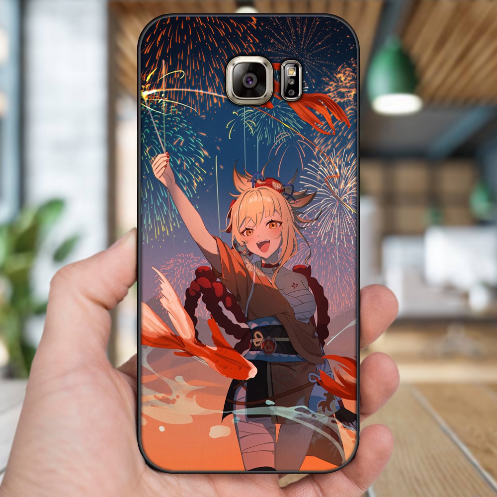 Ốp lưng Samsung Note 5 viền đen in hình Yoimiya Genshin Impact
