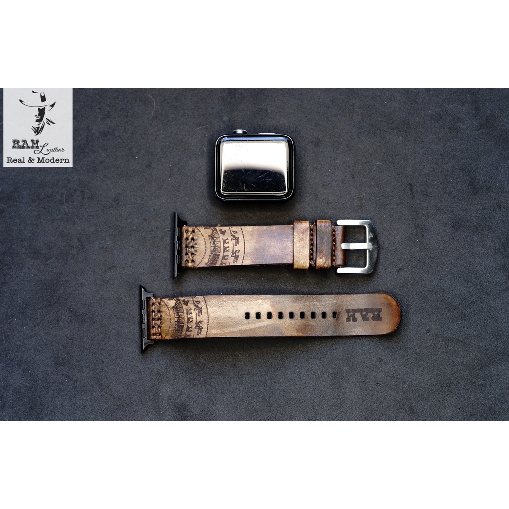 Dây đồng hồ RAM Leather vintage da bò Italia Vegtan Trống Đồng simple màu chocola