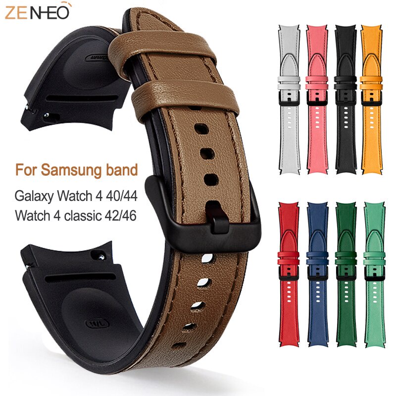 Dây đeo bằng da và silicon 20mm cho đồng hồ thông minh Samsung Watch 4 40mm 44mm/Watch 4 Classic 42mm 46mm
