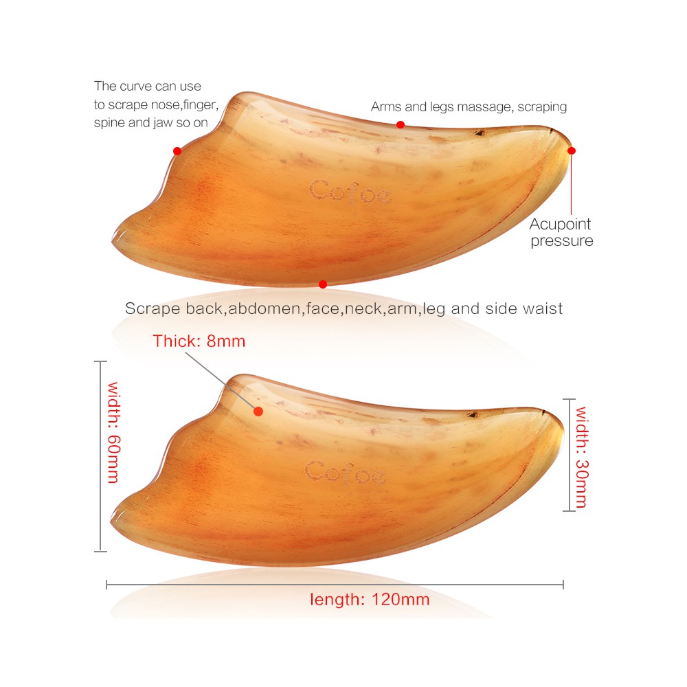 Miếng sừng bò mát xa Cofoe guasha chống nếp nhăn da mặt và cơ thể tiện dụng