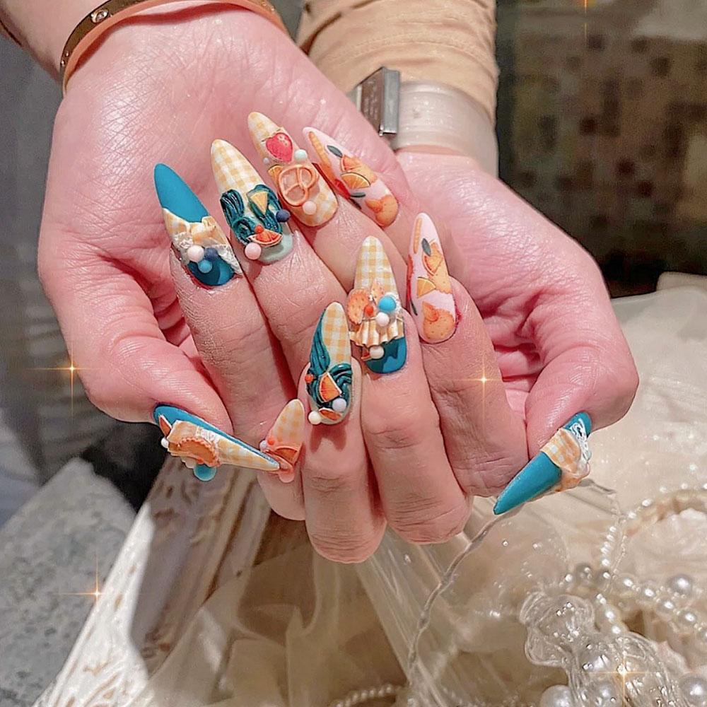 USNOW Miếng Dán Trang Trí Móng Tay 5D Phong Cách Nhật Bản