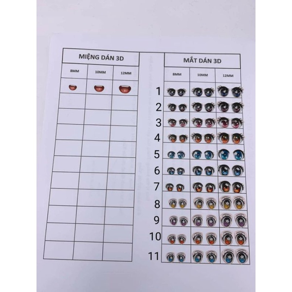 Mắt, Miệng 3D Móc Búp Bê