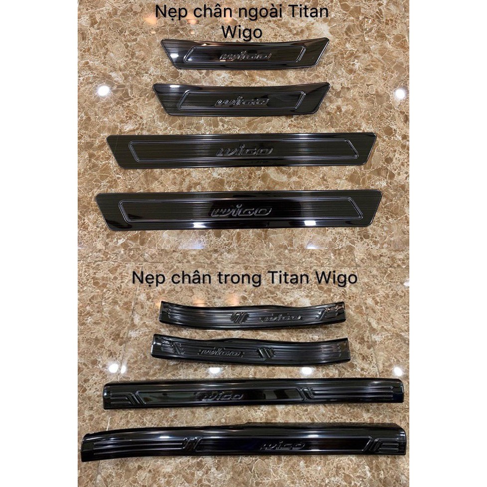 Ốp bậc cửa trong ngoài Toyota Wigo 2018 2019 2020 mẫu titan