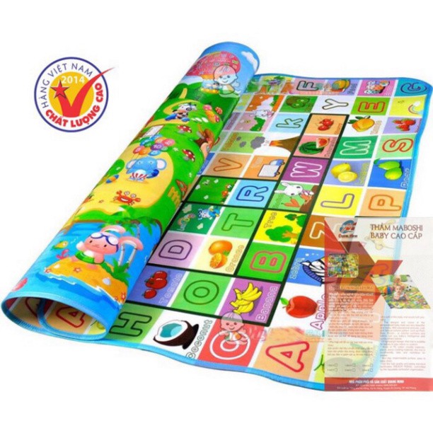Thảm Xốp 2 Mặt Cho Bé Maboshi nhiều kích cỡ, màu ngẫu nhiên 1m2 1m5 1m6 1m8 2m1 2m5 3m