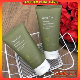 Sữa rửa mặt Innisfree Olive Real Cleansing Foam sạch da, dưỡng ẩm sâu cho da thiên khô srm 150ml