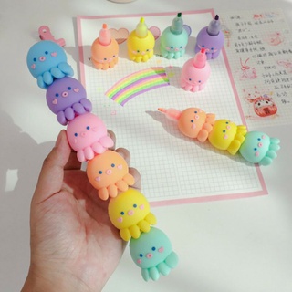 Bút dạ quang 6 màu mẫu bạch tuộc, chân mèo, gấu siêu xinh
