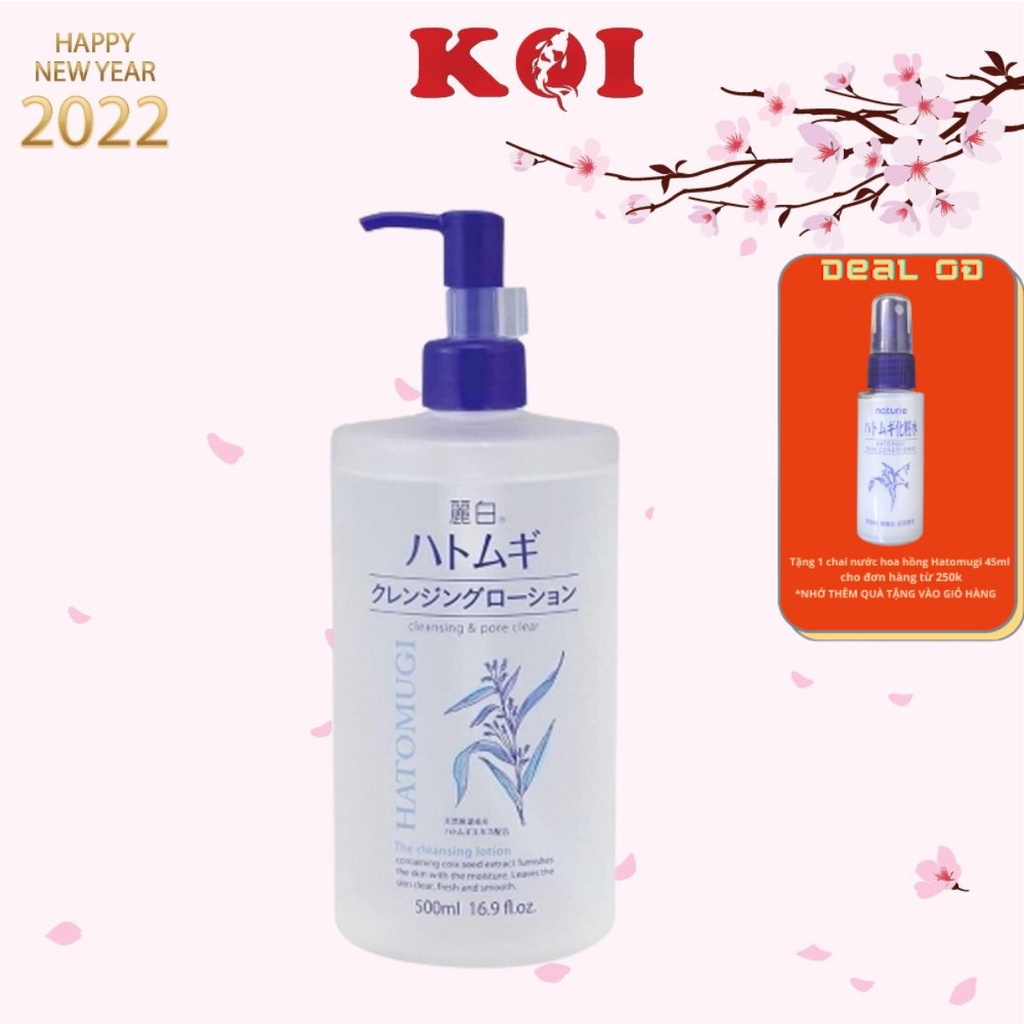 Nước tẩy trang sạch sâu và dưỡng ẩm cho da Hatomugi Cleansing &amp; Pore Clear 500ml