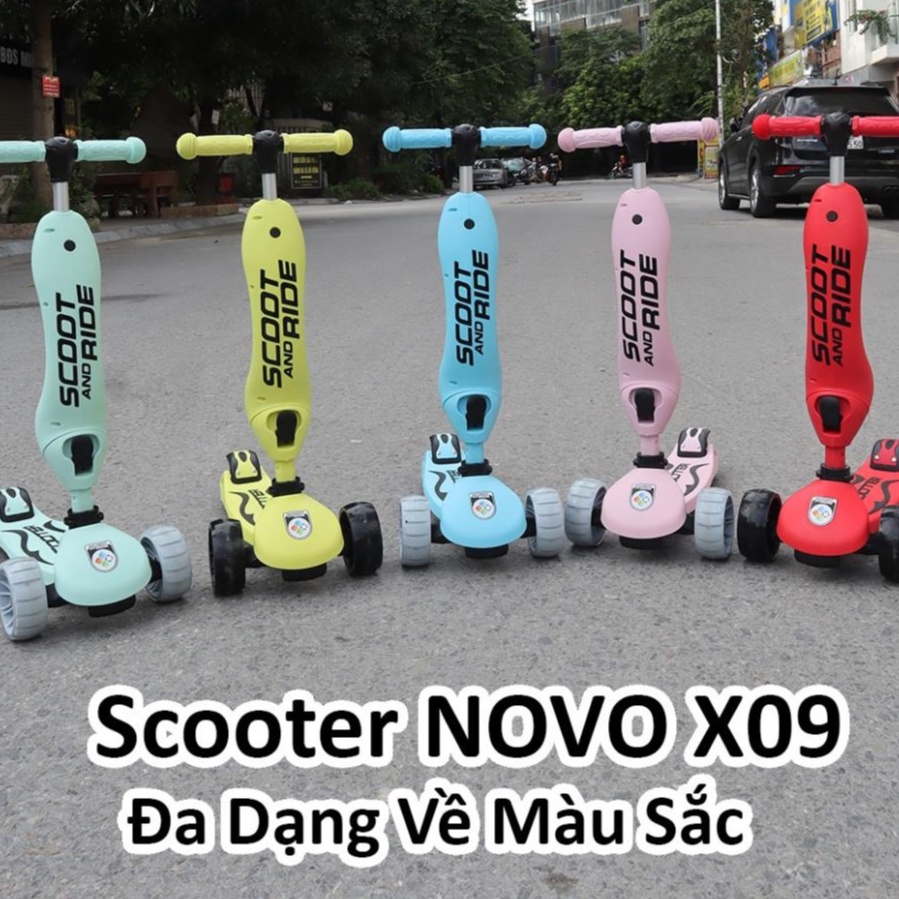 Scooter And Ride Novo X9, Có Tay Đẩy, Bánh Xe To Phát Sáng, Chịu Tải 50kg - Xe Scooter - Xe Chòi Chân Cho Bé Từ 1-8 Tuổi