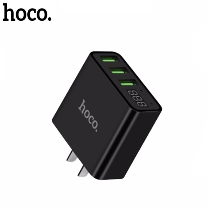 Củ sạc nhanh 3 cổng nhãn hiệu Hoco HC-C15 nhựa ABS cao cấp - Hàng chính hãng bảo hành 12 tháng