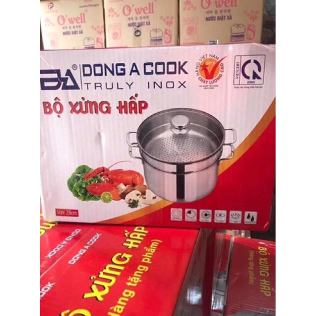 Bộ nồi xửng hấp inox Đông Á cook đáy từ( sz 20 và 28cm) ( Hàng Sẵn)