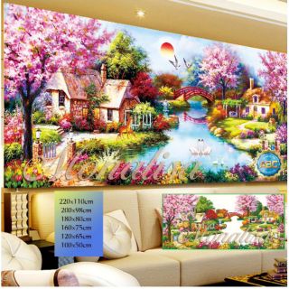 Tranh đính đá phong cảnh tổ ấm hạnh phúc y8006( 100x50cm) lv004 (100x50) cm