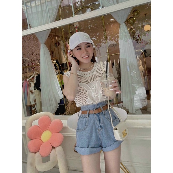 Áo len lỗ tanktop, lỗ to hoạ tiết chữ C ngược