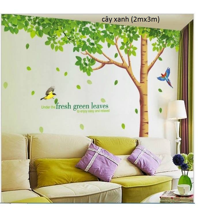 decal dán tường cây xanh