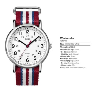 Đồng hồ unisex Timex Weekender 38mm - T2N746.