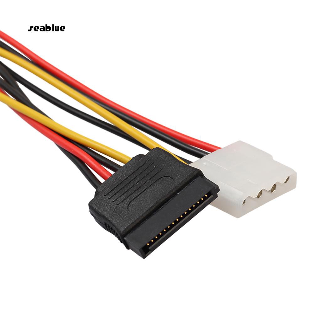 Dây Cáp Nối Nguồn Sata 15pin Sata Male Sang 4pin Ide Molex Female + 15pin Sata Female