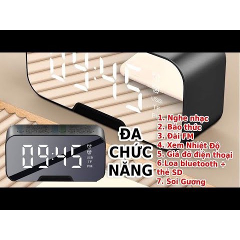 LOA BLUETOOTH ĐỒNG HỒ MẶT GƯƠNG G10 CAO CẤP 3IN1 | Đa Chức Năng - Thiết Kế Siêu Hiện Đại | Lỗi 1 Đổi 1 - 99011